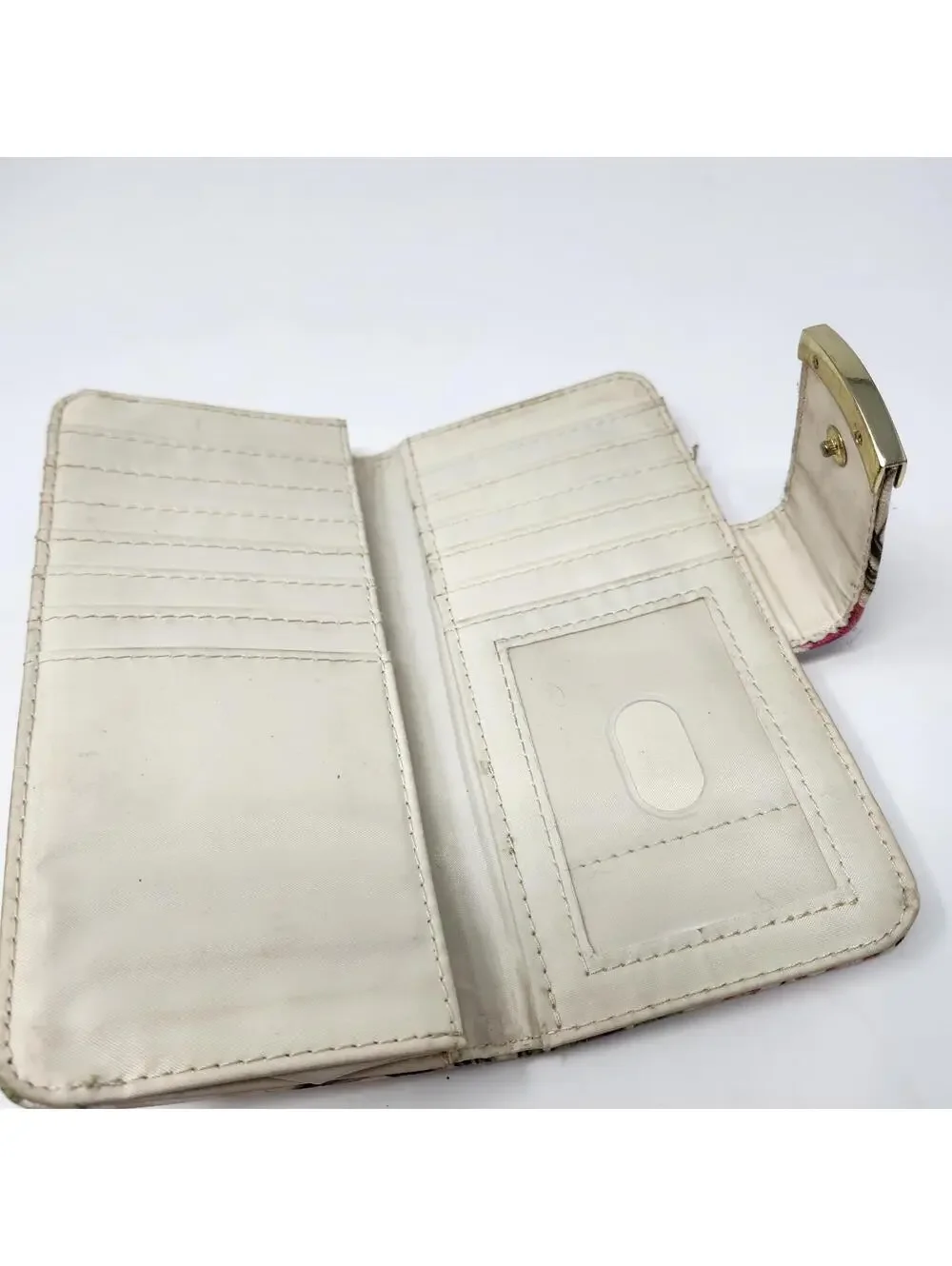 Floral Print Long Wallet Botanical Pink Green Snap Closure